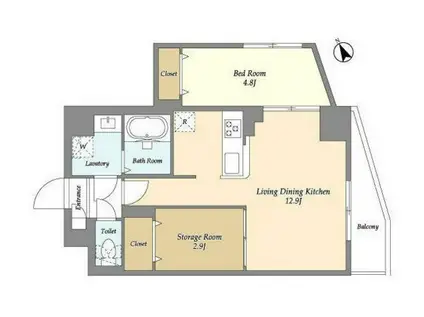アルファコート曳舟2(1SLDK/2階)の間取り写真