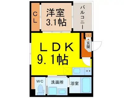 ニライカナイ(1LDK/2階)の間取り写真