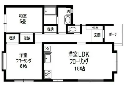 柿の木坂2丁目テラス(2LDK/1階)の間取り写真