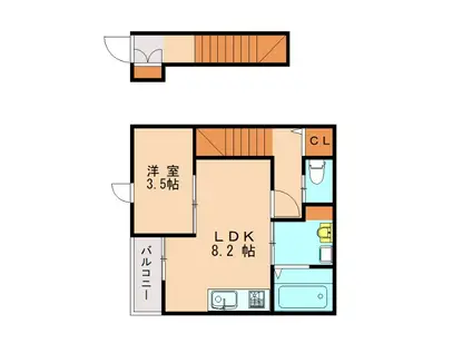 シアハウス大浦(1LDK/2階)の間取り写真