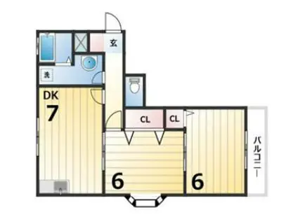ピボットハイムB(2DK/1階)の間取り写真