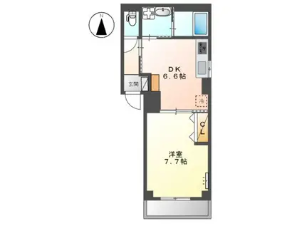 クレッセントコート(1DK/3階)の間取り写真