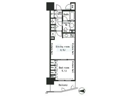 パークアクシス四谷ステージ(1DK/3階)の間取り写真