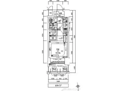 プレサンス天満橋チエロ(1K/13階)の間取り写真
