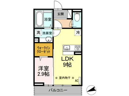 グリーンヒルズ VI(1LDK/2階)の間取り写真