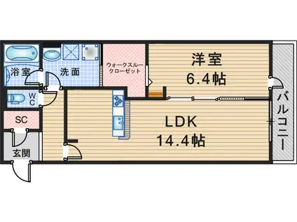 DAIWA CITY NAKASAKURAZUKA(1LDK/2階)の間取り写真