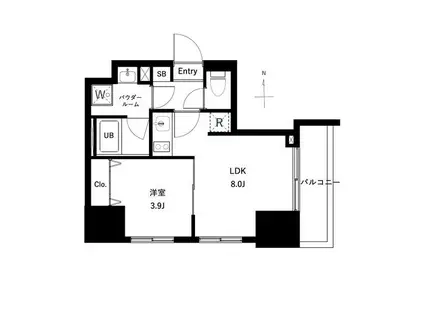 アーバンパーク王子II(1LDK/8階)の間取り写真