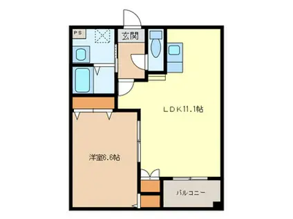 ピュアクレセント(1LDK/2階)の間取り写真