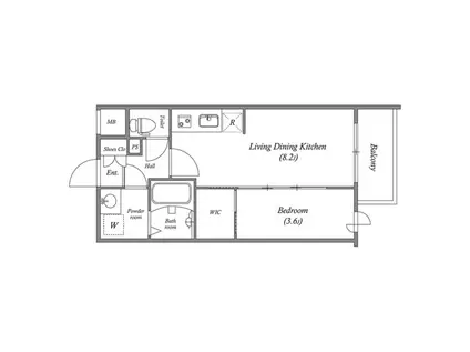 AFFLUENCE難波イースト(1LDK/8階)の間取り写真