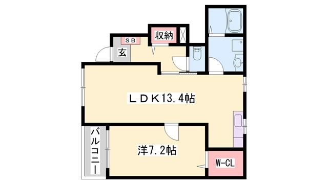 ビオラ・フィオーレ・辻井(1LDK/1階)の間取り写真