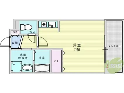 大阪モノレール本線 南摂津駅 徒歩5分 6階建 築24年(ワンルーム/4階)の間取り写真
