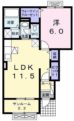 メゾン アルモニー(1LDK/1階)の間取り写真