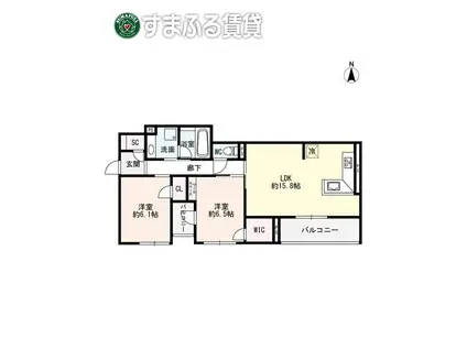 UNO Y SOLO(2LDK/2階)の間取り写真