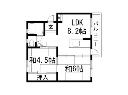 逆瀬川7号棟(2LDK/5階)の間取り写真