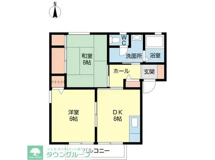 グリーンハイツD(2DK/2階)の間取り写真