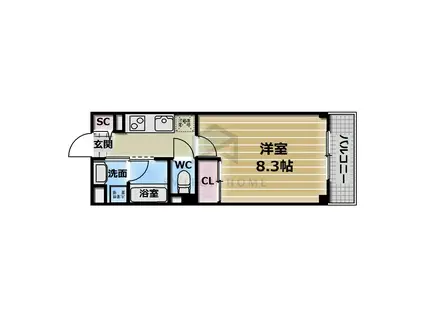 ラウレア上小阪(1K/2階)の間取り写真