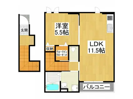 メゾンドリュンヌ(1LDK/2階)の間取り写真