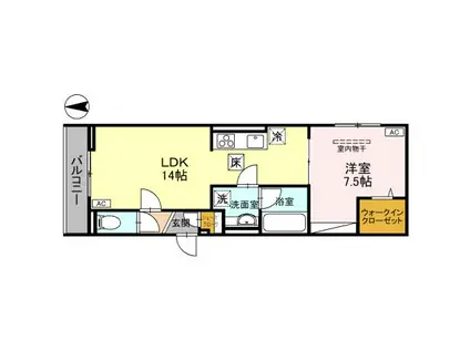 アニヴェルセル(1LDK/1階)の間取り写真