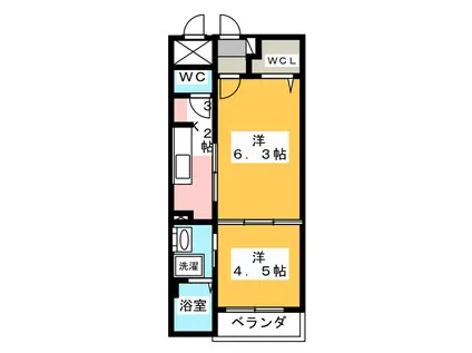 リバーサイド桜坂(2K/1階)の間取り写真