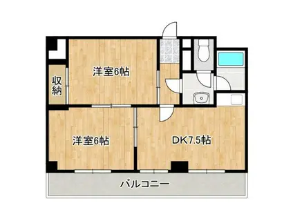 ラパンジール道頓堀(2DK/7階)の間取り写真