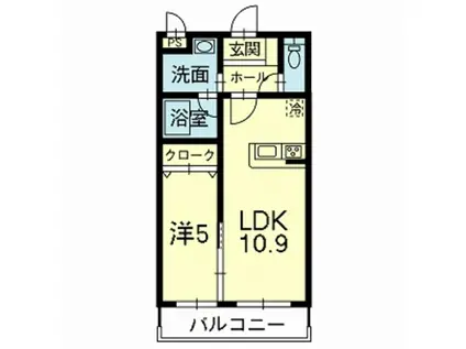 アムール1(1LDK/3階)の間取り写真