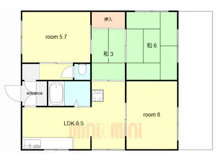 ペディコート神戸舞子坂(3SLDK/1階)の間取り写真