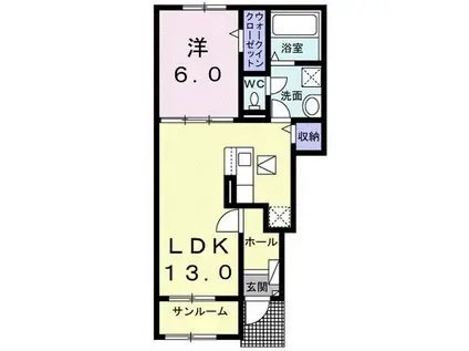 ポンテヴェキオ(1LDK/1階)の間取り写真