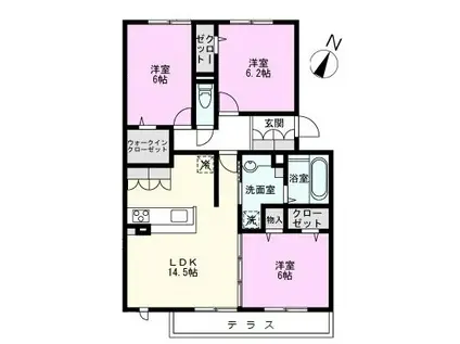 ロイジェントパークスレイクタウンIII (3LDK/1階)の間取り写真