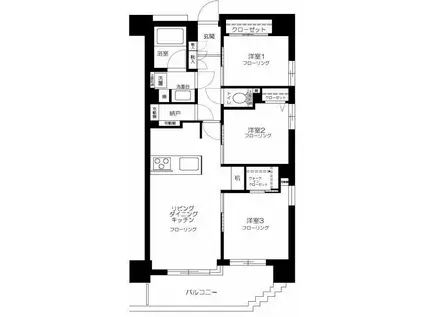 ラ・フォルム神楽坂(3LDK/4階)の間取り写真