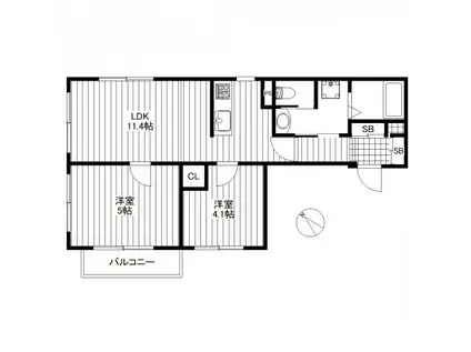 セブンハート(2LDK/2階)の間取り写真