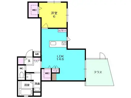 KAURI苦楽園(1LDK/1階)の間取り写真