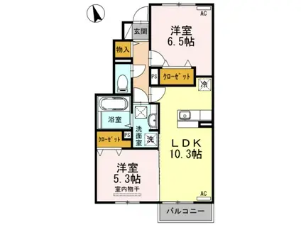 グランメゾン鈴川(2LDK/1階)の間取り写真