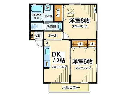 ハウス池亀10号館(2DK/2階)の間取り写真