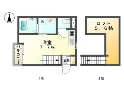 リュミエール ウエスト(ワンルーム/2階)の間取り写真