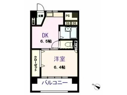 KS平野町(1DK/5階)の間取り写真