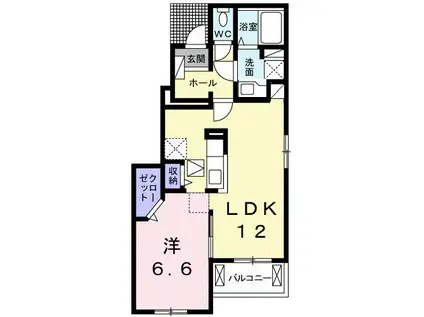 オーブ下田井F(1LDK/1階)の間取り写真