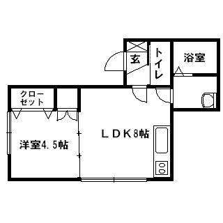 LODGE(1DK/1階)の間取り写真