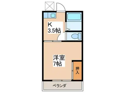 百草ハイツ(1K/2階)の間取り写真