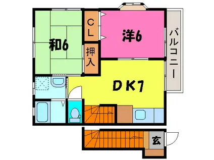 ホシノホームII(2DK/2階)の間取り写真