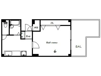 ブロスコート六甲II(1K/8階)の間取り写真