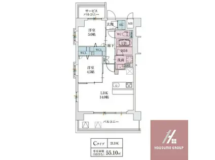 スプランディッド天王寺サウス 旧スプランディッド駒川中野駅前(2LDK/4階)の間取り写真