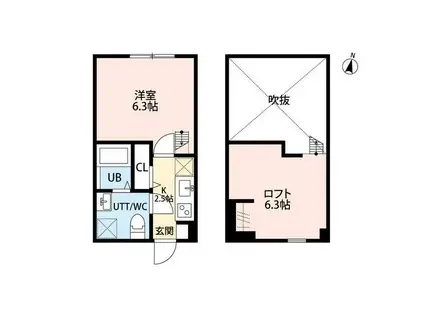 ROUTE ONE 平塚(1K/2階)の間取り写真