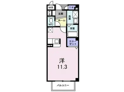 マルベリーII(ワンルーム/1階)の間取り写真