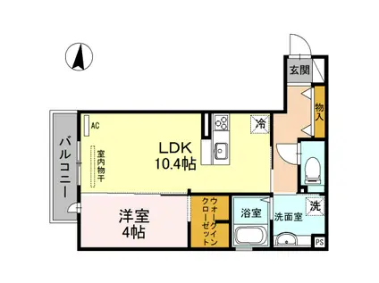 サンドミール高瀬(1LDK/2階)の間取り写真