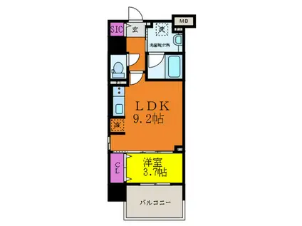 STOLZ岸辺(1LDK/2階)の間取り写真