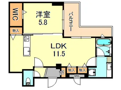 ウィステリア明石Ⅱ(1LDK/3階)の間取り写真