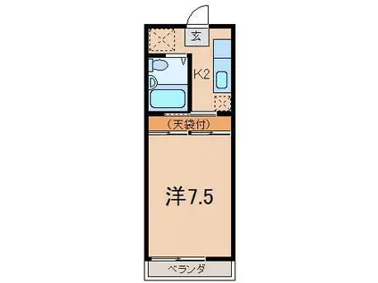 メゾンドヌール(1K/2階)の間取り写真