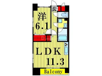 フューチャーホキマ(1LDK/6階)の間取り写真