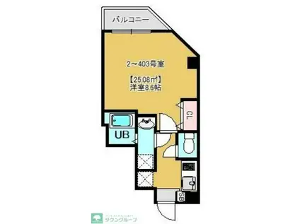 AQUASWILL浅草(1K/2階)の間取り写真