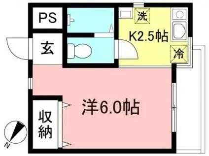 グランドハイツ山喜(1K/1階)の間取り写真